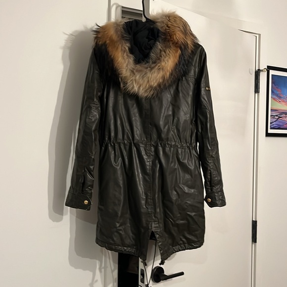 SAM. Hudson Waxed Jacket. Coyote Fur Trim Hood - Picture 7 of 8